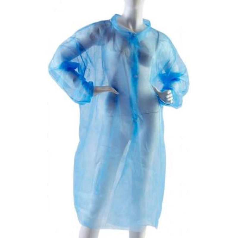 Халат для відвідувача на кнопках, рукав-манжет, блакитний  (Нестерильний) XL/уп.